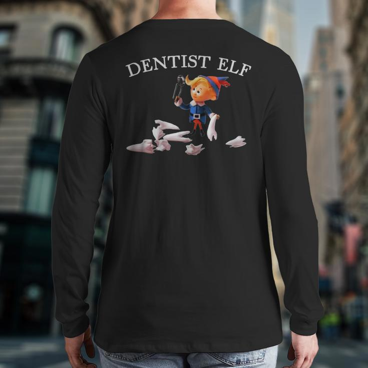 Vintage Retro Christmas Dentist Elf Back Print Long Sleeve T-shirt