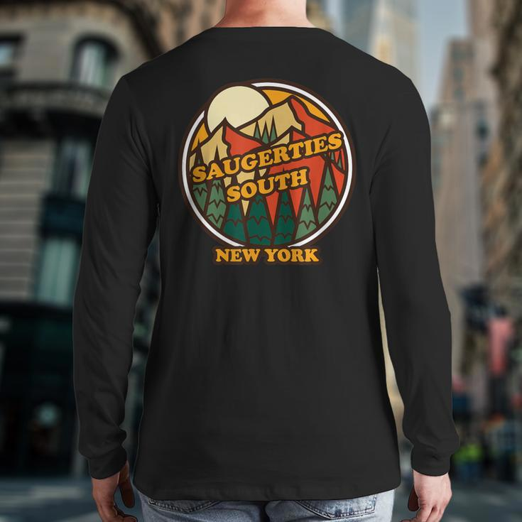 Vintage Saugerties South New York Mountain Souvenir Print Back Print Long Sleeve T-shirt