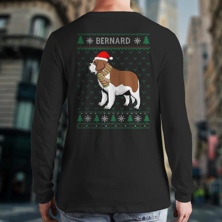 Xmas Bernard Dog Ugly Christmas Sweater Party Back Print Long Sleeve T-shirt