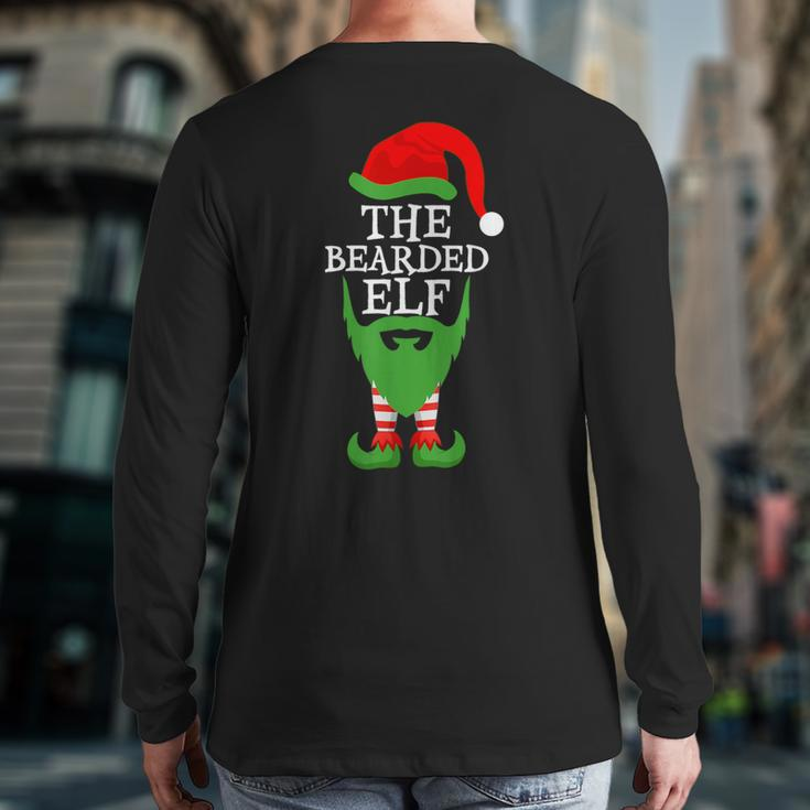 Xmas Holiday Matching Ugly Christmas Sweater The Bearded Elf Back Print Long Sleeve T-shirt