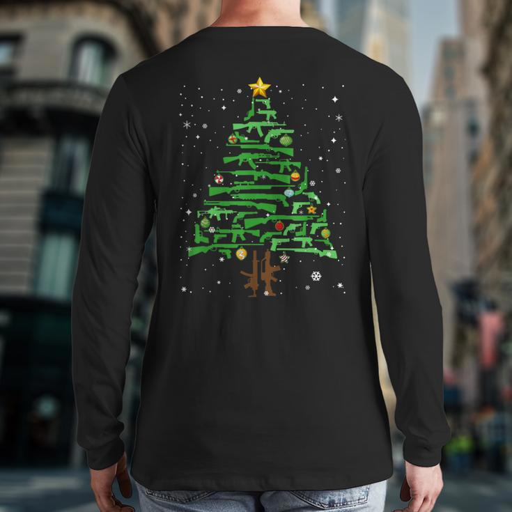 Xmas Patriotic 2Nd Amendment Gun Christmas Tree Back Print Long Sleeve T-shirt