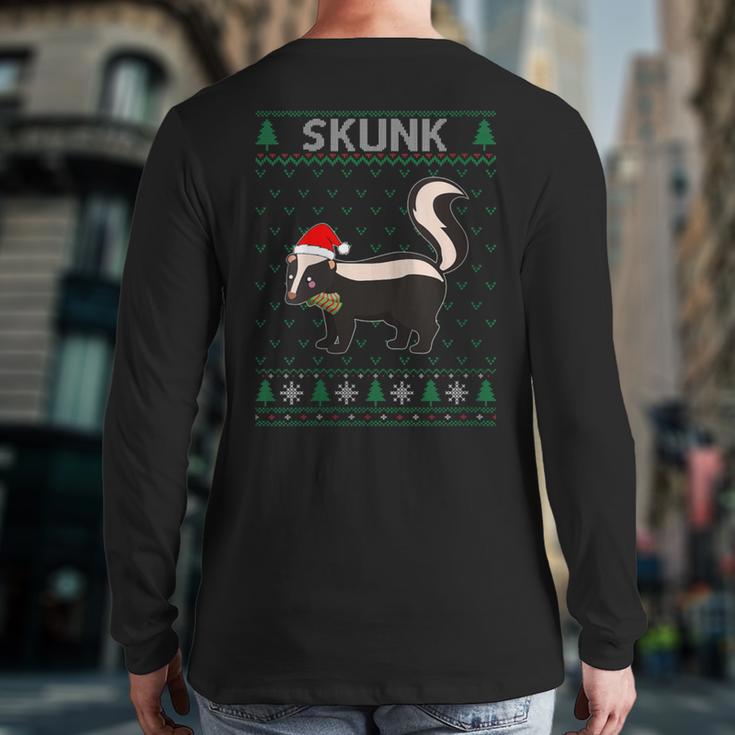 Xmas Skunk Ugly Christmas Sweater Party Back Print Long Sleeve T-shirt