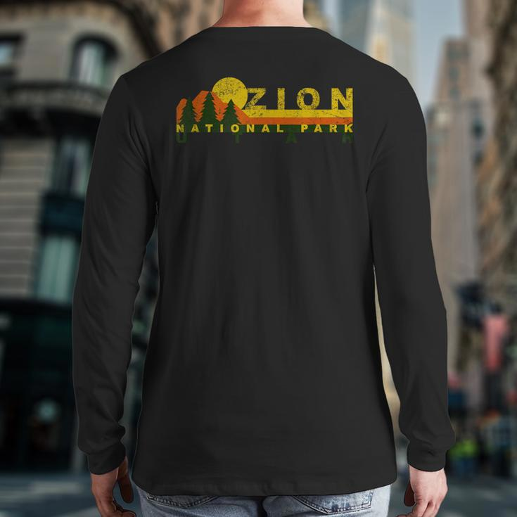 Zion National Park Sunny Mountain Treeline Back Print Long Sleeve T-shirt