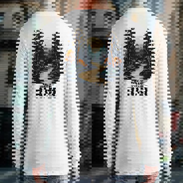 Amite River Retro Minimalist River Amite Back Print Long Sleeve T-shirt