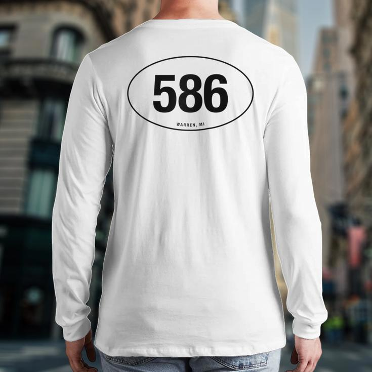 Michigan Area Code 586 Oval State Pride Back Print Long Sleeve T-shirt