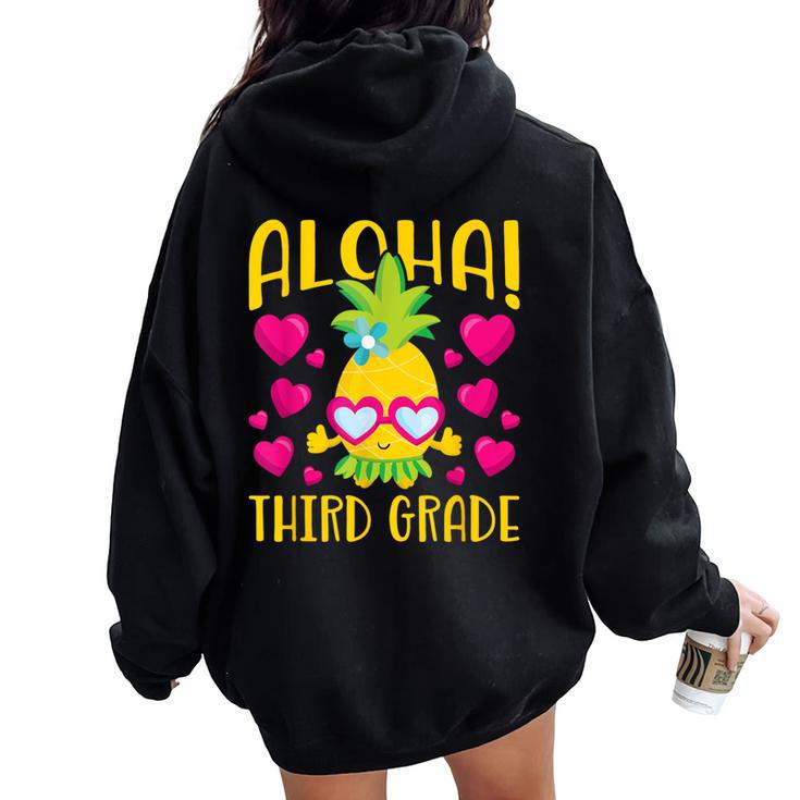 Aloha Third Grade Cute Pineapple Student Teacher Women Oversized Hoodie Back Print