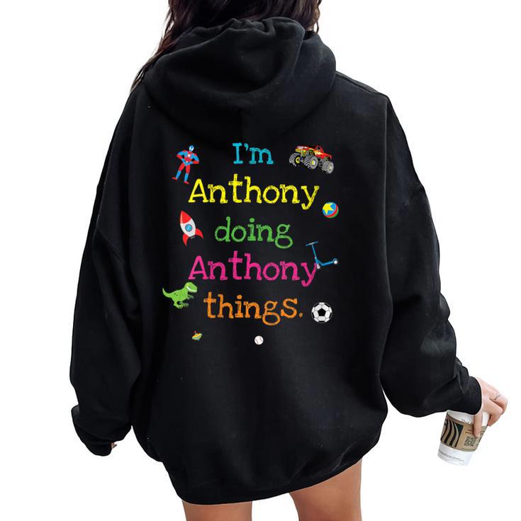 Anthony Cute Personalized Kid's Cartoon For Boys Women Oversized Hoodie Back Print