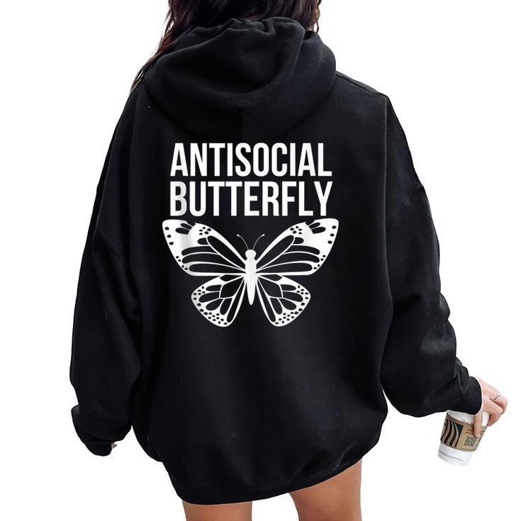 Antisocial Butterfly Introverted Women Oversized Hoodie Back Print