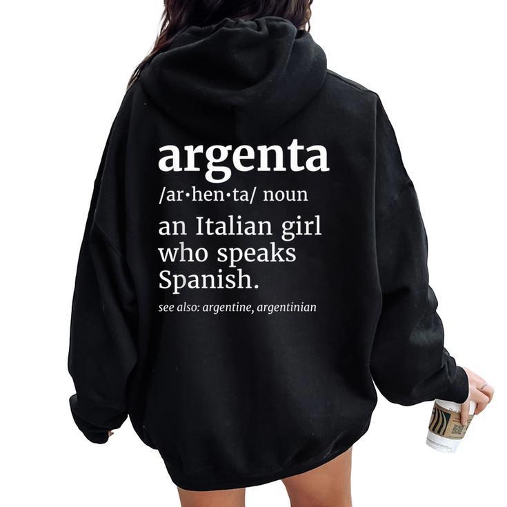 Argentinian Girl Argentine Argenta Wife Argentina Women Oversized Hoodie Back Print