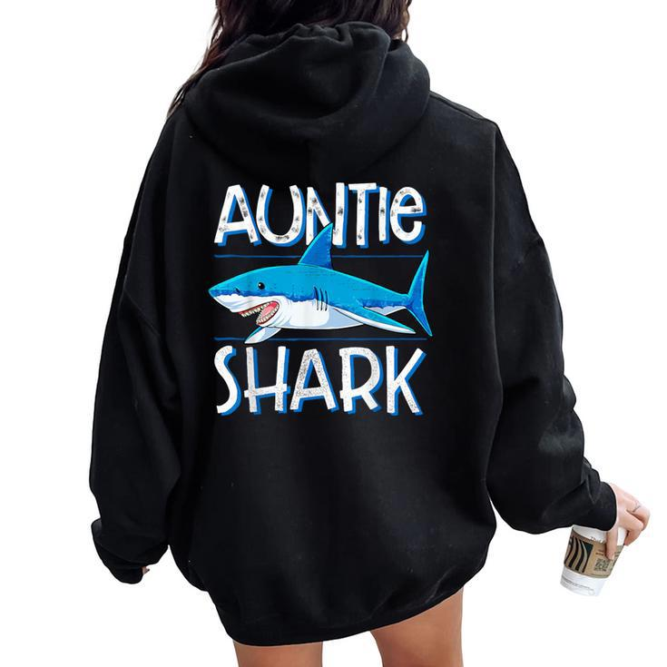 Auntie Shark T Family Matching Aunt Jawsome Women Oversized Hoodie Back Print