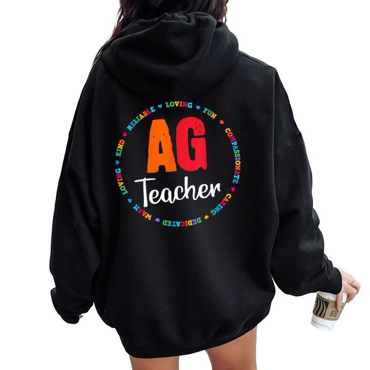 Back To School Agriculture Teachers Squad Ag Teacher Women Oversized Hoodie Back Print