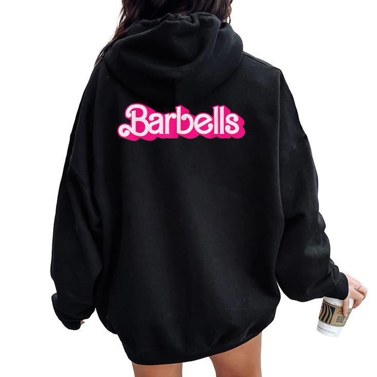 Barbells Pink Retro Gym Workout Classic Girl Gear Women Oversized Hoodie Back Print