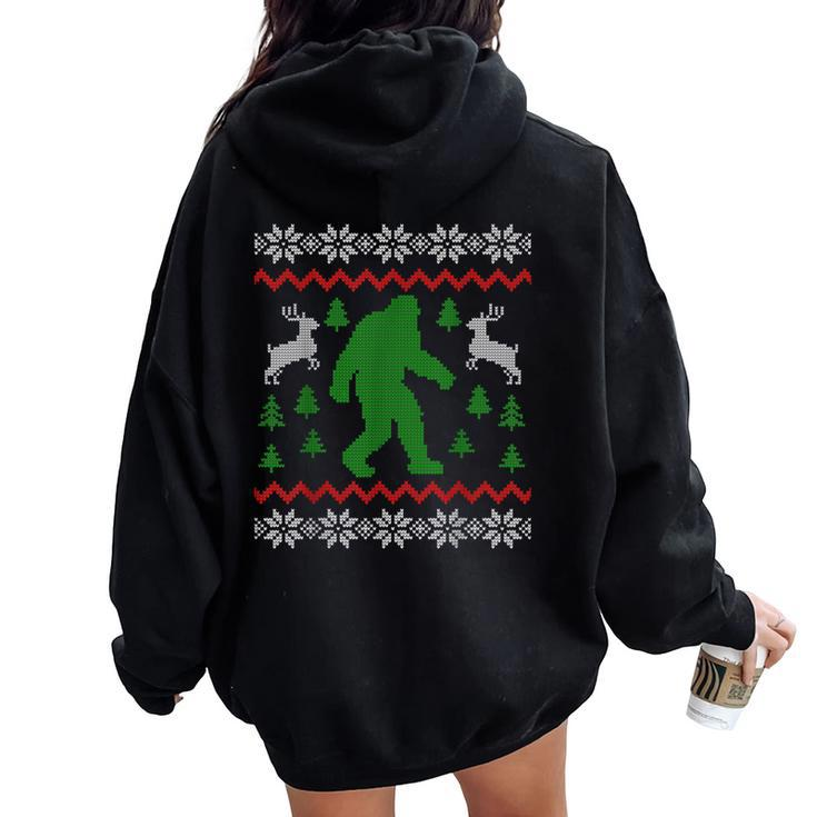 Bigfoot Big Foot Yeti Sasquatch Christmas Ugly Sweater Women Oversized Hoodie Back Print