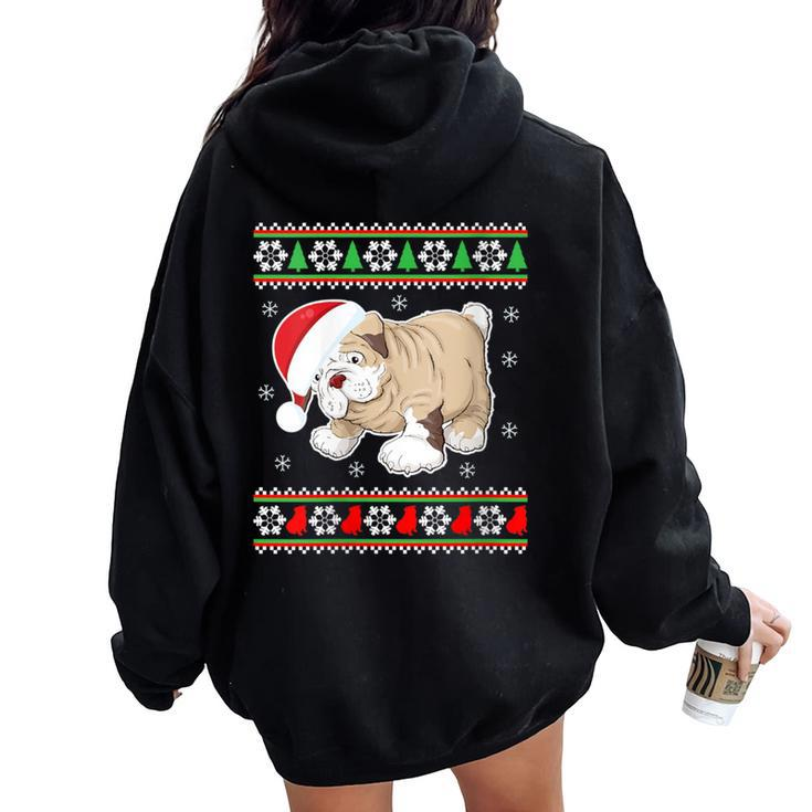 Bulldog Dog-Ugly Christmas-Sweater Xmas Women Oversized Hoodie Back Print