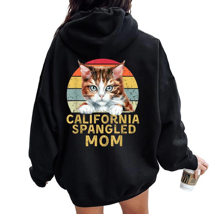 California Spangled Cat Mom Retro Cats Heartbeat Women Oversized Hoodie Back Print