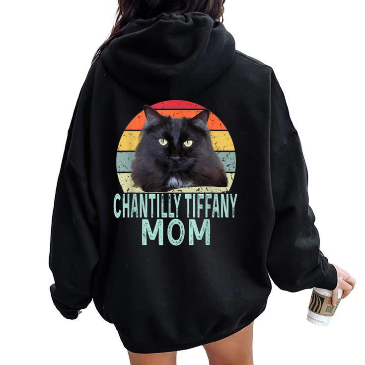 Chantilly-Tiffany Cat Mom Retro Vintage Cats Heartbeat Women Oversized Hoodie Back Print