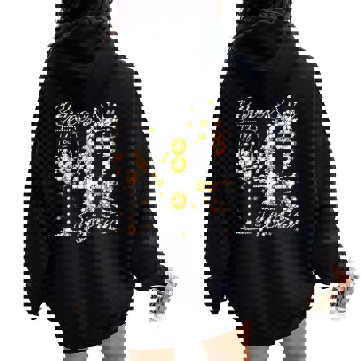 Cheers To 42 Years Old Happy 42Th Birthday Queen Drink Wine Women Oversized Hoodie Back Print