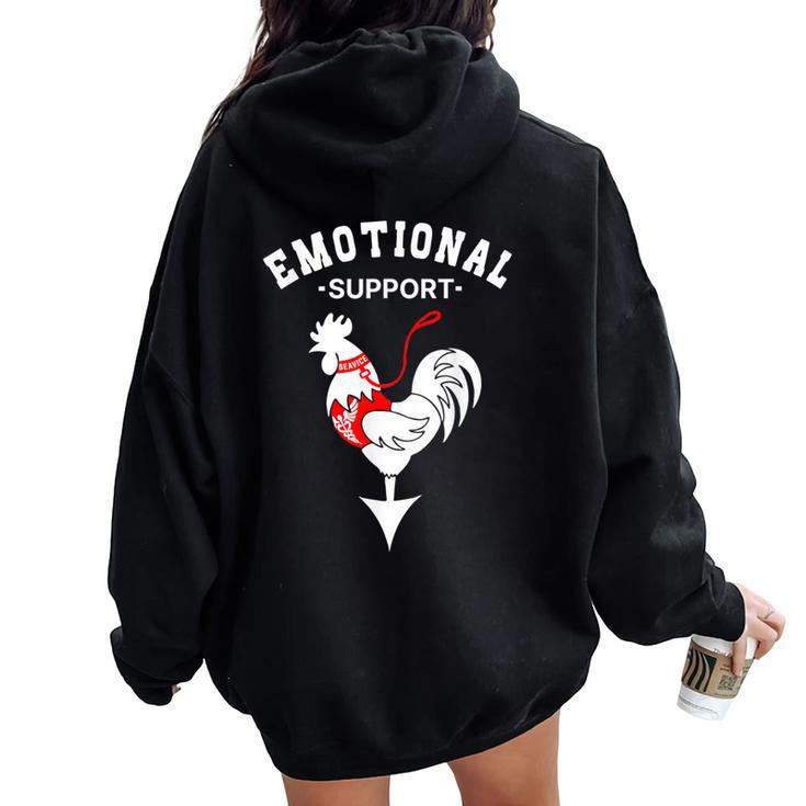 Chicken Emotional Support Cock Women Oversized Hoodie Back Print