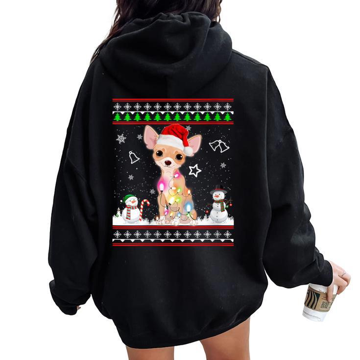 Chihuahua Christmas Dog Light Ugly Sweater Women Oversized Hoodie Back Print