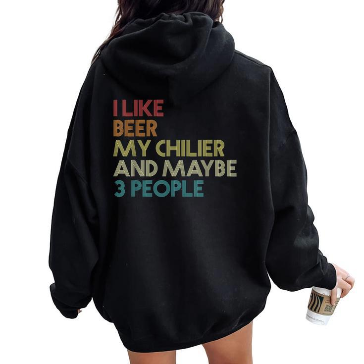 Chilier Dog Owner Beer Lover Quote Vintage Retro Women Oversized Hoodie Back Print
