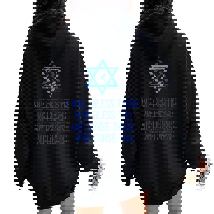 Christian Bible Genesis 123 Bless Israel Love Peace Support Women Oversized Hoodie Back Print Christian Bible Genesis 123 Bless Israel Love Peace Support Women Oversized Hoodie Back Print