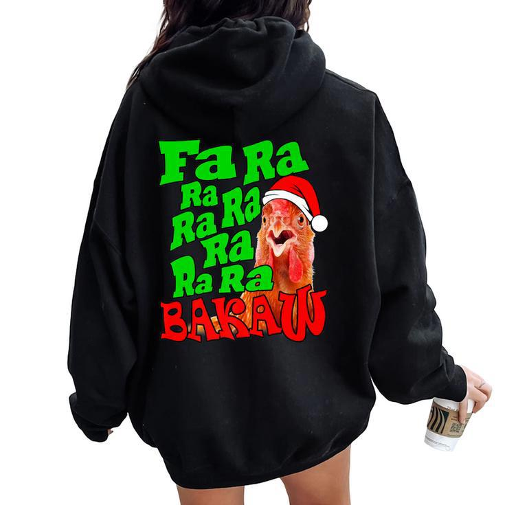 Christmas Chicken Caroling Fa Ra Ra Ugly Christmas Sweater Women Oversized Hoodie Back Print