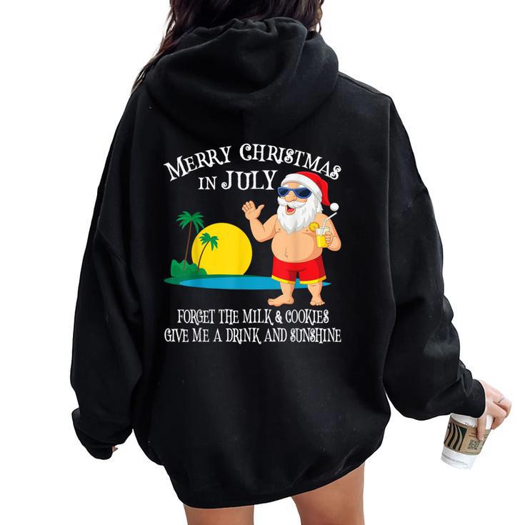 Christmas In July Pool Party Santa Vacation Women Oversized Hoodie Back Print