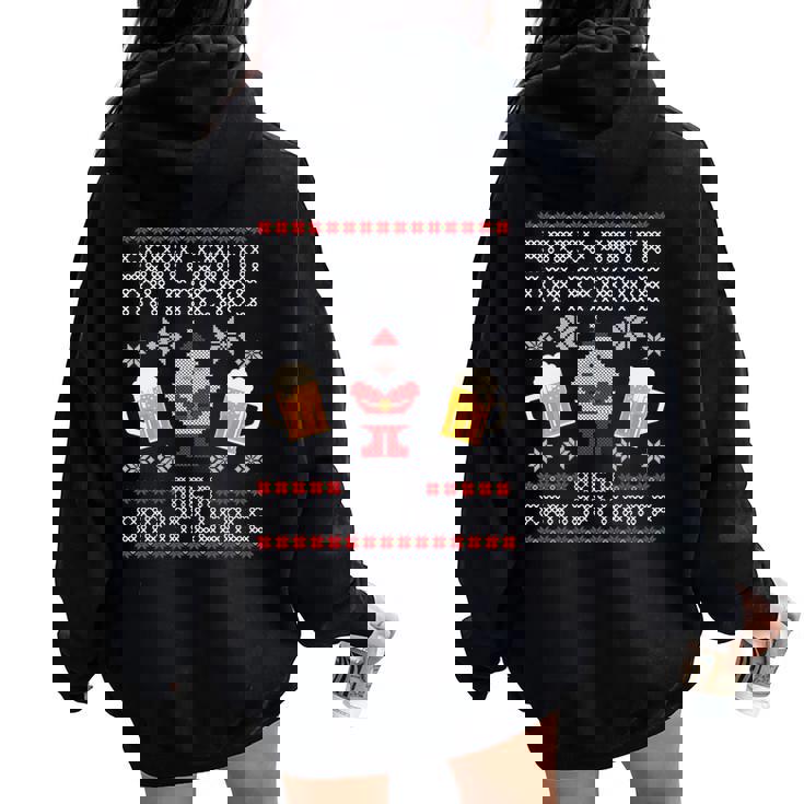 Christmas Santa Friends Beer Ugly Christmas Sweater Women Oversized Hoodie Back Print