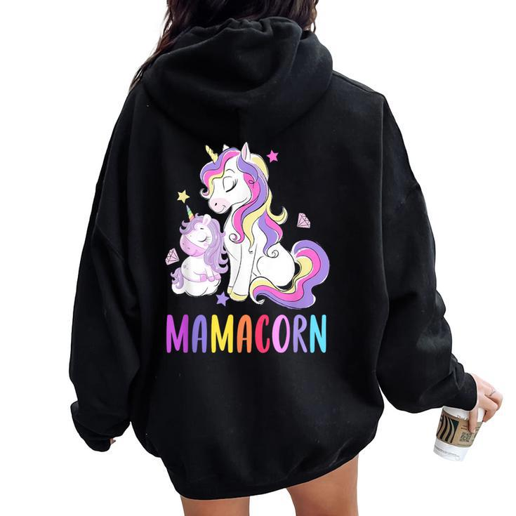 Cute Mamacorn Unicorn 2021 Rainbow Colors Women Oversized Hoodie Back Print