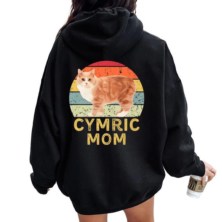 Cymric Cat Mom Retro Vintage Cats Lovers & Owners Women Oversized Hoodie Back Print
