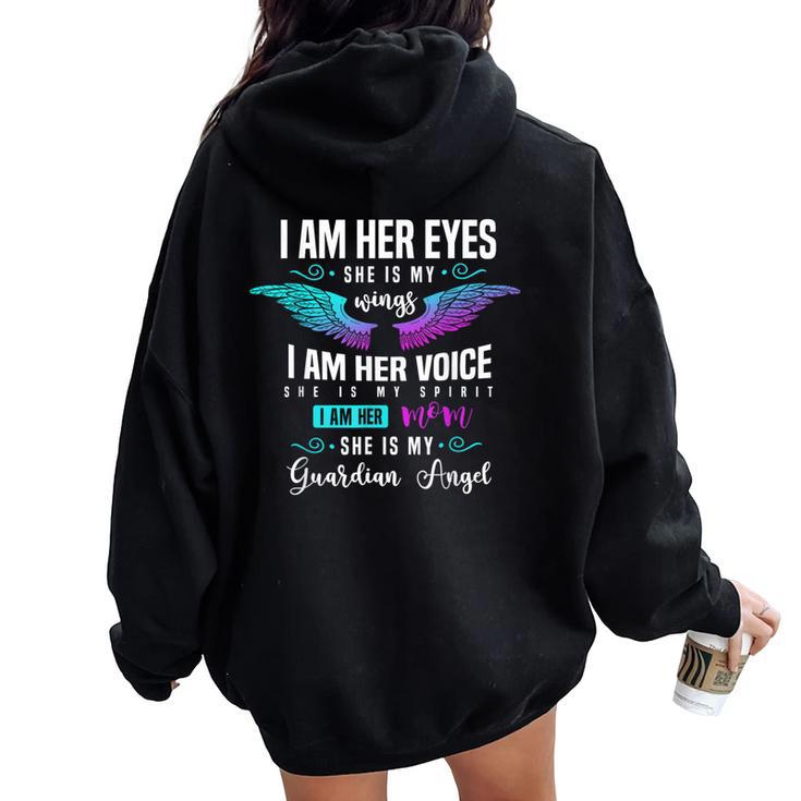 My Daughter Is My Guardian Angel I Am Her Mom Grief Women Oversized Hoodie Back Print