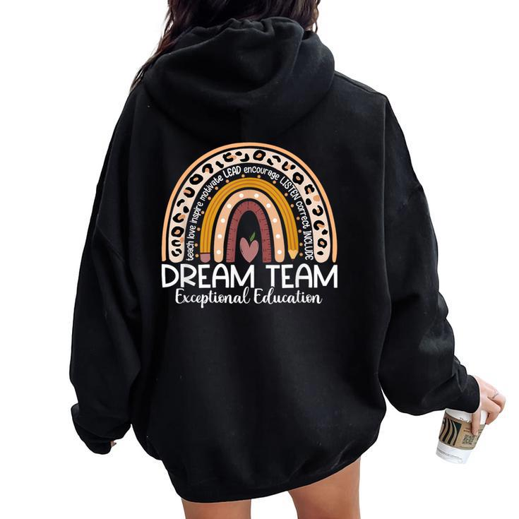 Dream Team Exceptional Education Rainbow Back To School Women Oversized Hoodie Back Print
