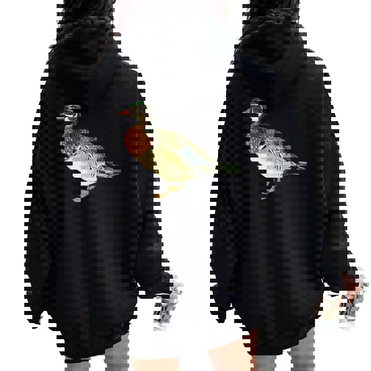 Duck Cute Wood Duck Vintage Duck Graphic Women Oversized Hoodie Back Print