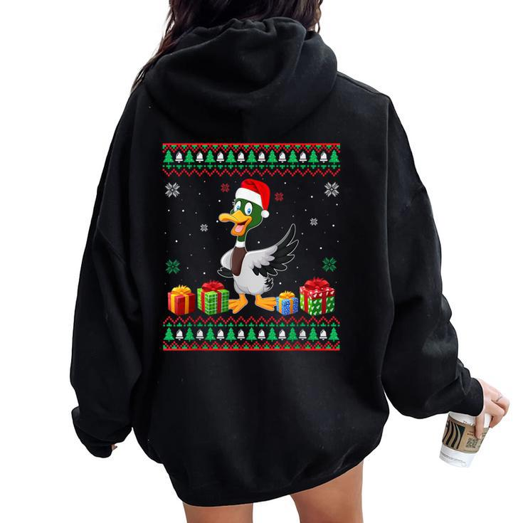 Duck Lover Ugly Christmas Sweater Women Oversized Hoodie Back Print