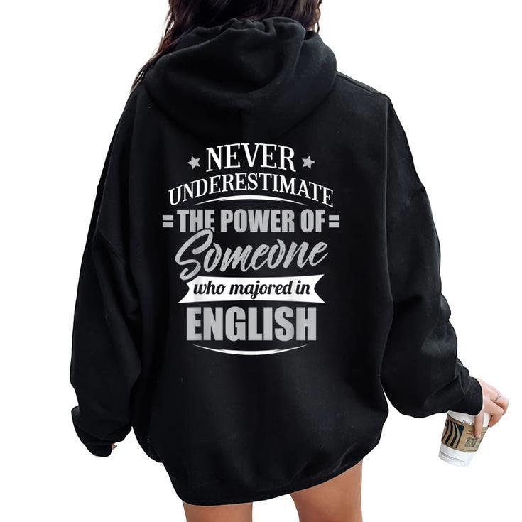 English For & Never Underestimate Women Oversized Hoodie Back Print
