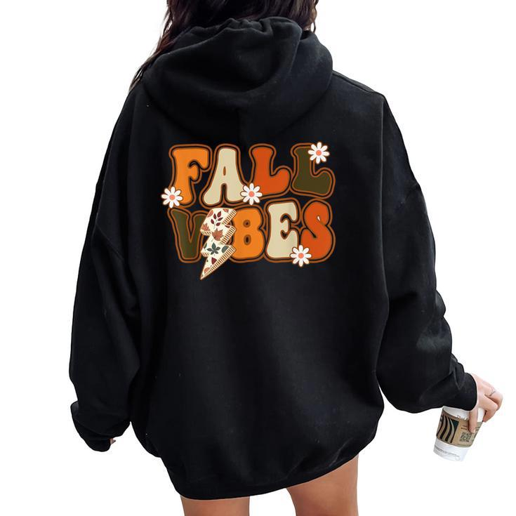 Fall Vibes Lightning Tis The Season Autumn Happy Fall Y'all Women Oversized Hoodie Back Print
