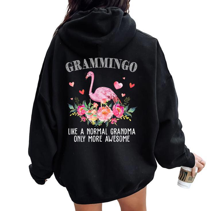 Flamingo Grammingo Like A Normal Grandma  Grandma Women Oversized Hoodie Back Print