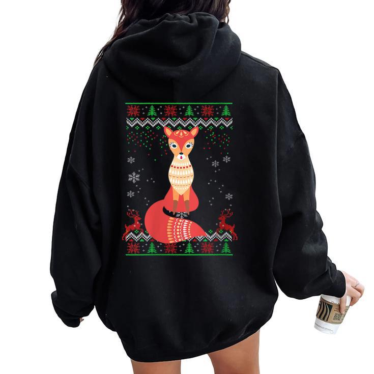 Fox Christmas Ugly Christmas Sweater Women Oversized Hoodie Back Print