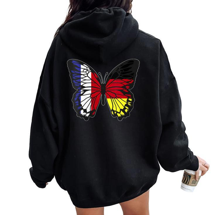 France And Germany Mix Butterfly Half German Half French Women Oversized Hoodie Back Print