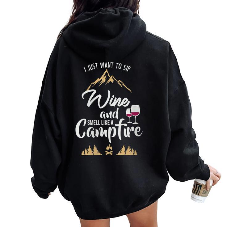 Camping For Wine Lovers Women's Campfire Women Oversized Hoodie Back Print