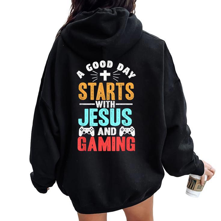 Christian Jesus Gaming For Christian Gamer Women Oversized Hoodie Back Print