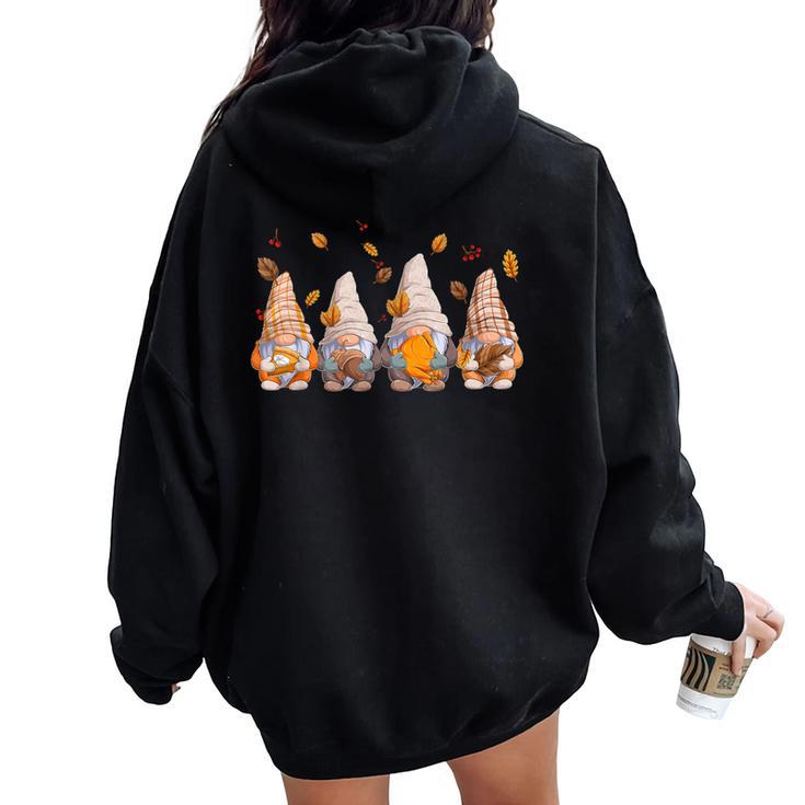 Thanksgiving For Gnome Autumn Gnomies Lover Women Oversized Hoodie Back Print