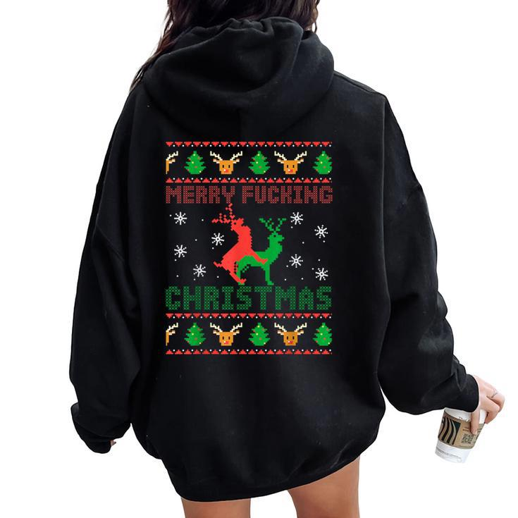 Ugly Christmas Sweater Adult Fun Xmas Women Oversized Hoodie Back Print