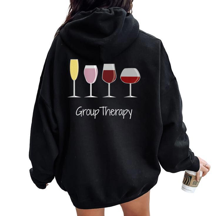 Wine Drinking Group Therapy Women Oversized Hoodie Back Print