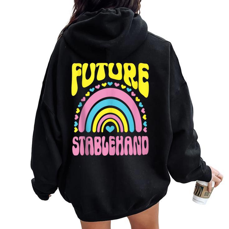 Future Stablehand Bright Retro Rainbow Occupation Women Oversized Hoodie Back Print
