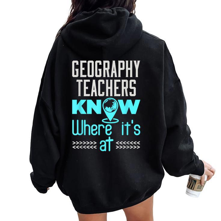 Geography Teacher Quote Appreciation Women Oversized Hoodie Back Print