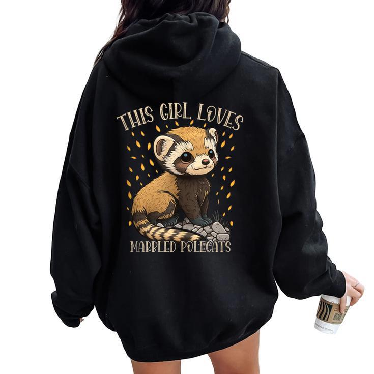 This Girl Loves Marbled Polecats Cute Animal Lover Fun Women Oversized Hoodie Back Print