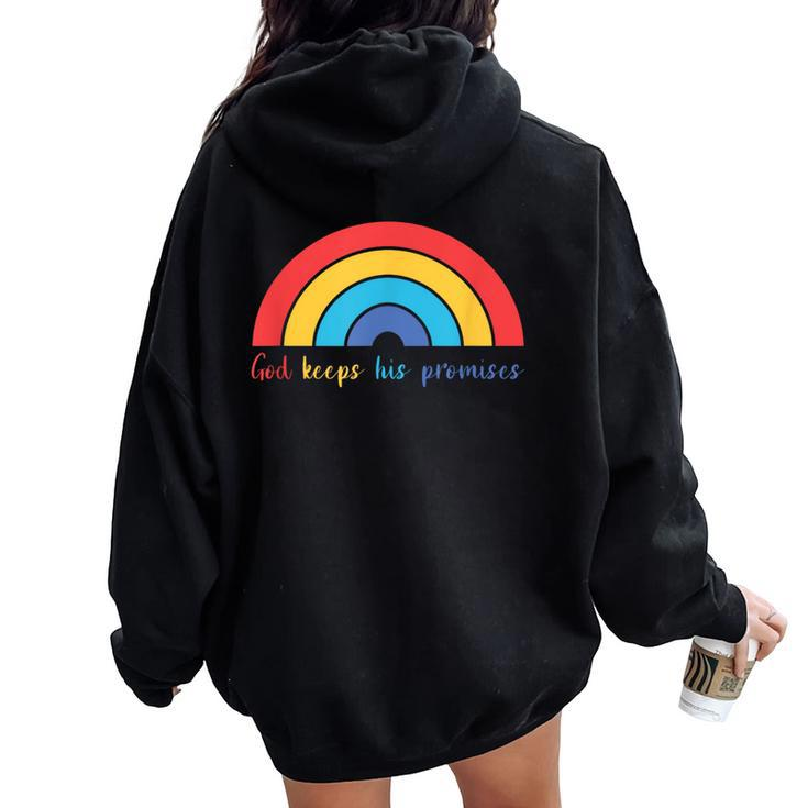 God Keeps His Promises Rainbow Lovely Christian Christianity Women Oversized Hoodie Back Print