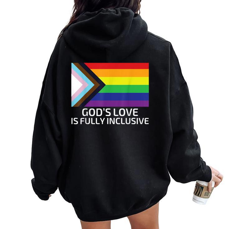 God's Love Is Fully Inclusive Lgbtqia Gay Pride Christian Women Oversized Hoodie Back Print