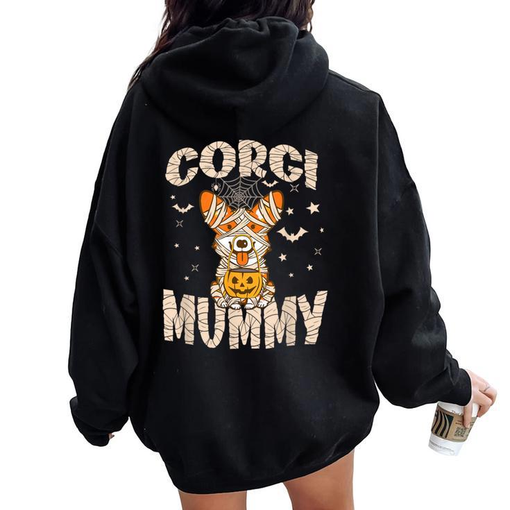 Halloween Costume Dog Lover Owner Outfit Adult Corgi Mummy Women Oversized Hoodie Back Print
